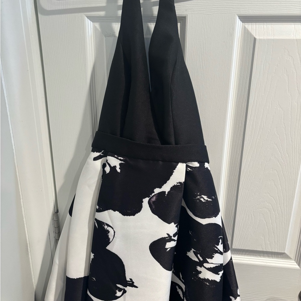Halston Heritage Black and White Floral Dress